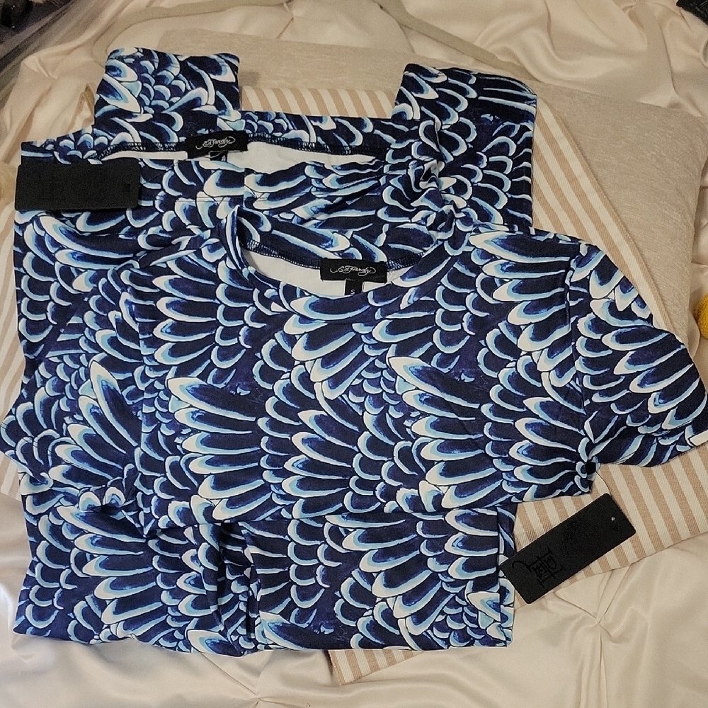 Ed Hardy Blue And White Two-Piece Swimming Suit